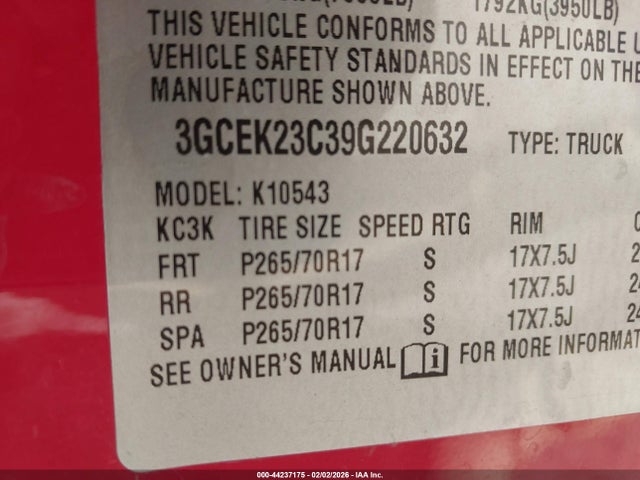 2009 CHEVROLET SILVERADO 1500 3GCEK23C39G220632 Photo 8
