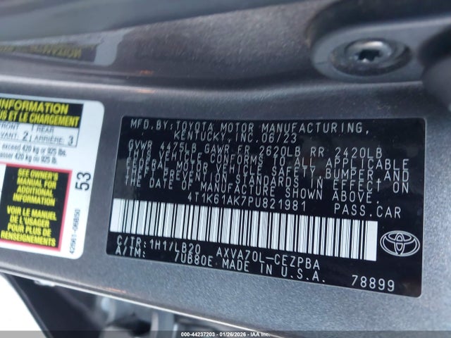 4T1K61AK7PU821981 Toyota CAMRY XSE