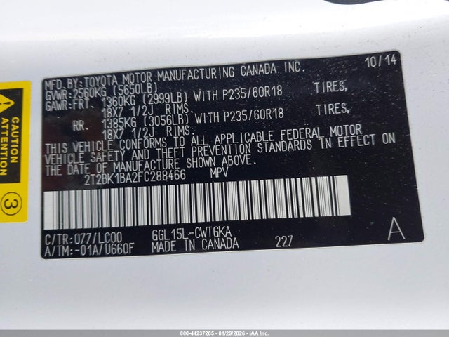 2T2BK1BA2FC288466 Lexus RX 350
