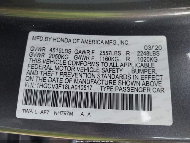 1HGCV3F18LA010517 Honda ACCORD HYBRID