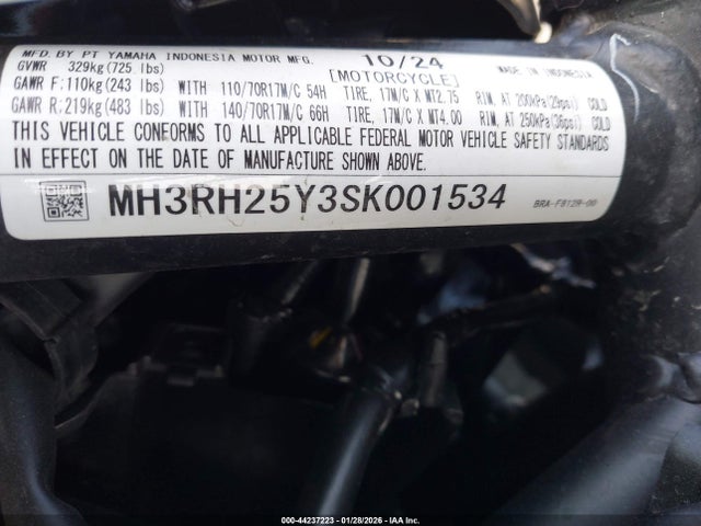 MH3RH25Y3SK001534 Yamaha Yfz320 Ac