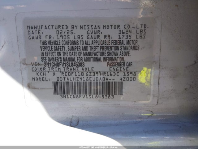 3N1CN8FV1SL845383 Nissan Versa 1.6 Sr