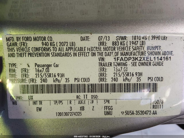 Ford FOCUS SE 2014 1FADP3K2XEL114161 Image 9