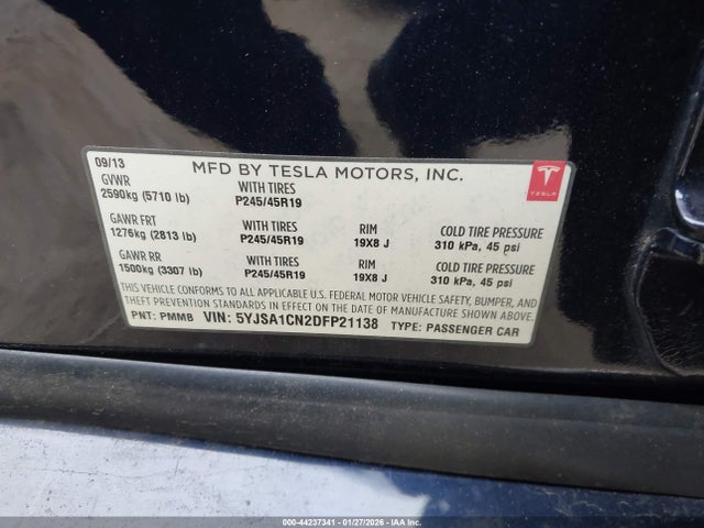 Aukcja sprzedaży 2013 Tesla Model S, vin: 5YJSA1CN2DFP21138, numer aukcji: 44237341