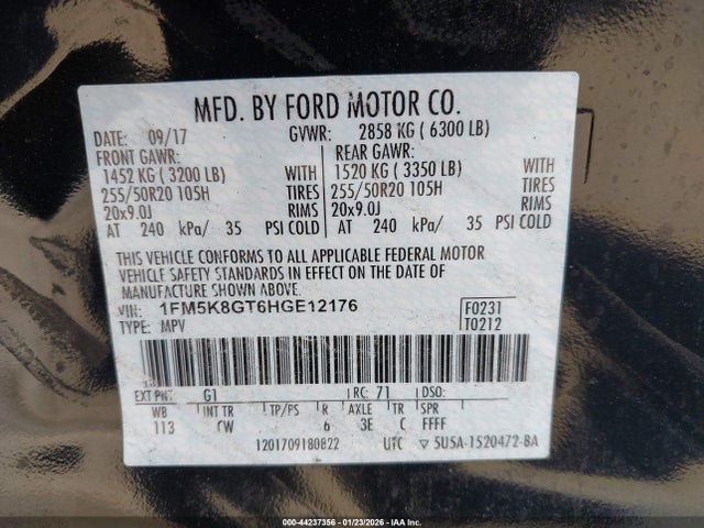 1FM5K8GT6HGE12176 Ford EXPLORER SPORT