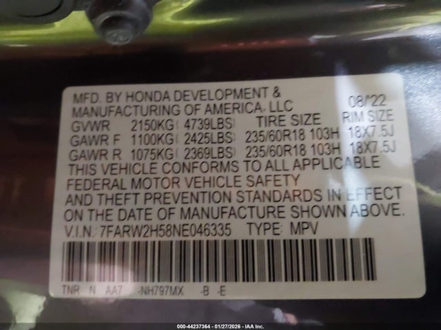 2022 HONDA CR-V 7FARW2H58NE046335 Photo 8