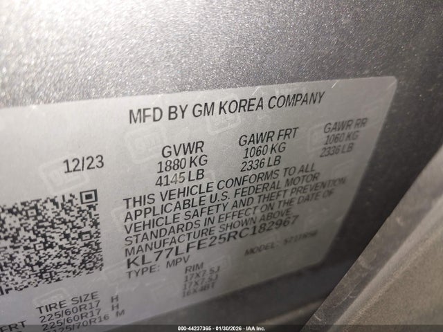 KL77LFE25RC182967 Chevrolet Trax Fwd Sp