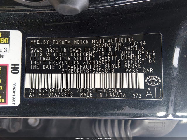 Продажа на аукционе авто 2015 Toyota Corolla S Plus, vin: 2T1BURHE6FC292818, номер лота: 44237374