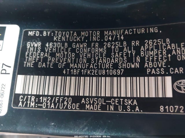 Toyota CAMRY SE 2014 4T1BF1FK2EU810697 Image 9
