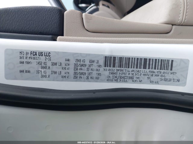 1C4RJFBG4GC318066 Jeep Grand Cherokee Limited