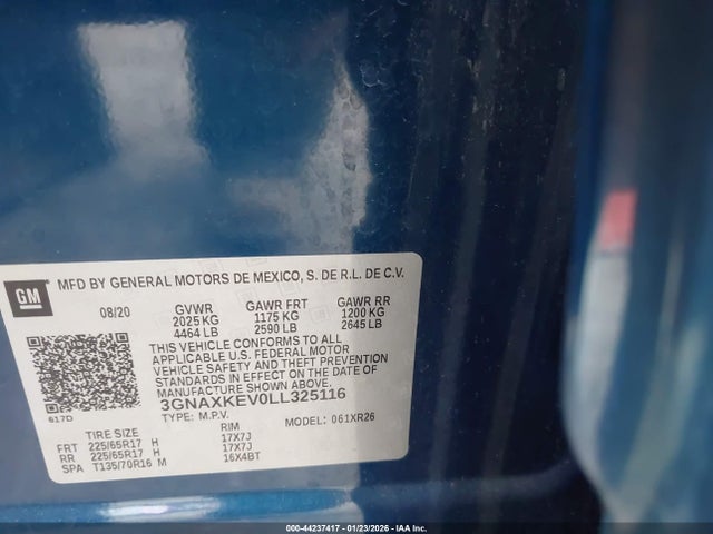 2020 CHEVROLET EQUINOX 3GNAXKEV0LL325116 Photo 8