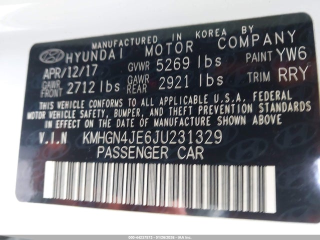 KMHGN4JE6JU231329 Genesis G80 3.8