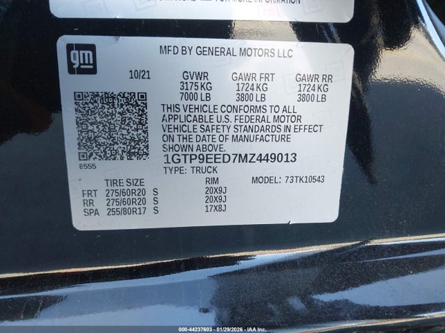 1GTP9EED7MZ449013 GMC Sierra 1500 4wd Short Box At4