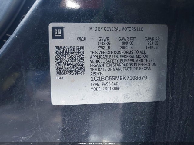 Chevrolet CRUZE LS 2019 1G1BC5SM9K7108679 Image 9
