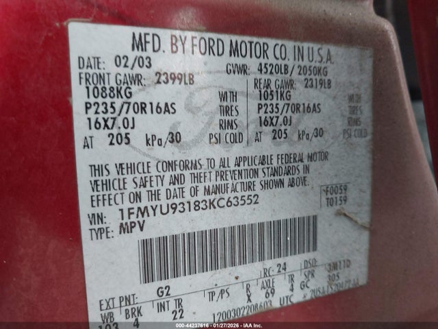 2003 FORD ESCAPE 1FMYU93183KC63552 Photo 8