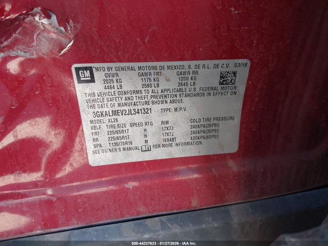 3GKALMEV2JL341321 GMC Terrain Sle