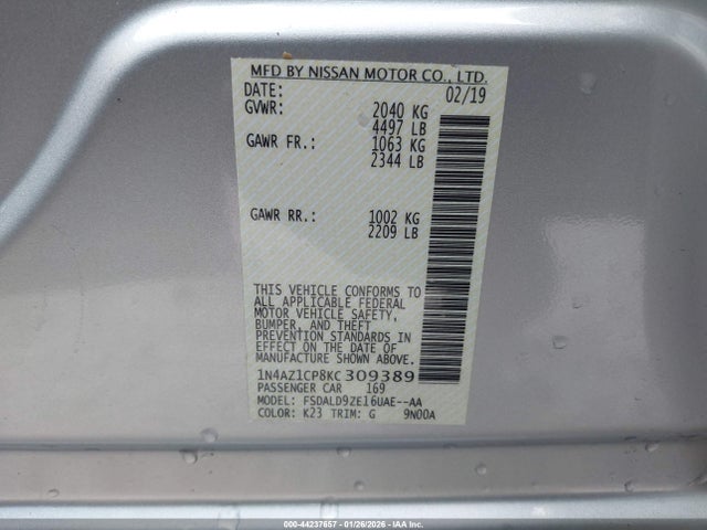 1N4AZ1CP8KC309389 Nissan LEAF SV