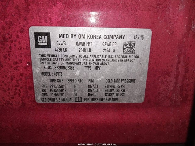 Buick Encore Leather 2016 KL4CJCSB3GB592366 Image 9