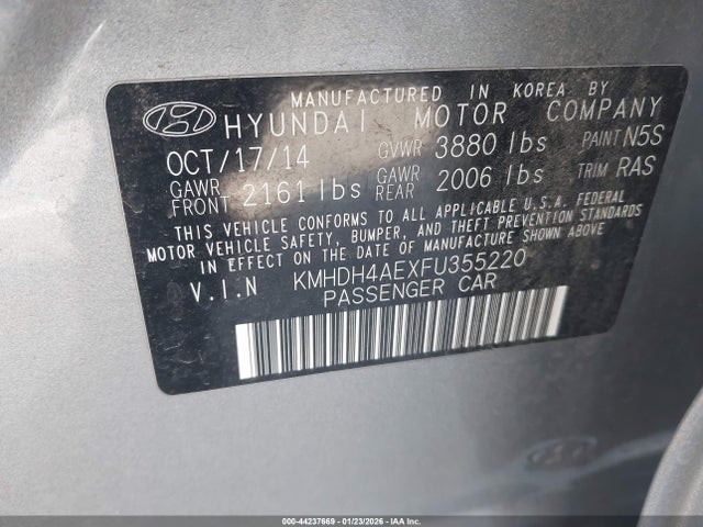 Hyundai ELANTRA SE 2015 KMHDH4AEXFU355220 Image 9