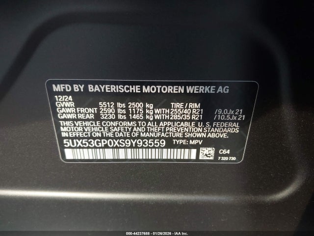 2025 BMW X3 5UX53GP0XS9Y93559 Photo 8