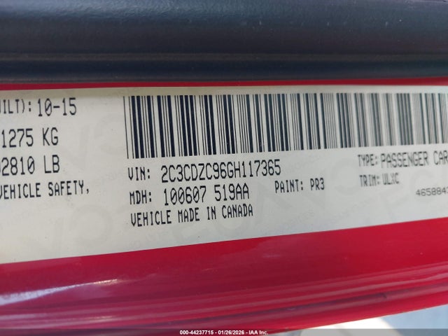 Dodge Challenger Srt Hellcat 2016 2C3CDZC96GH117365 Image 9