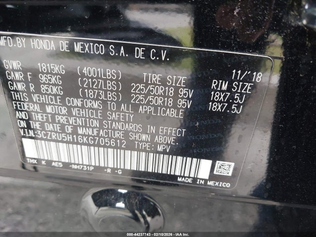 3CZRU5H16KG705612 Honda HR-V SPORT