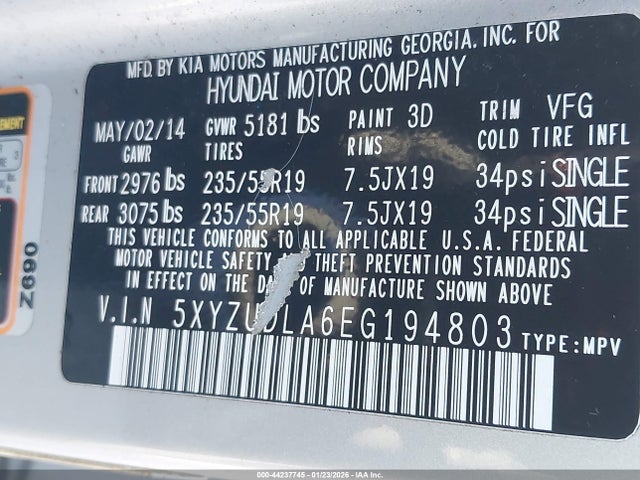 5XYZUDLA6EG194803 Hyundai Santa Fe Sport 2.0l Turbo