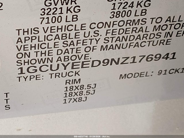 1GCUYEED9NZ176941 Chevrolet Silverado 1500 Ltd 4wd Short Bed Rst