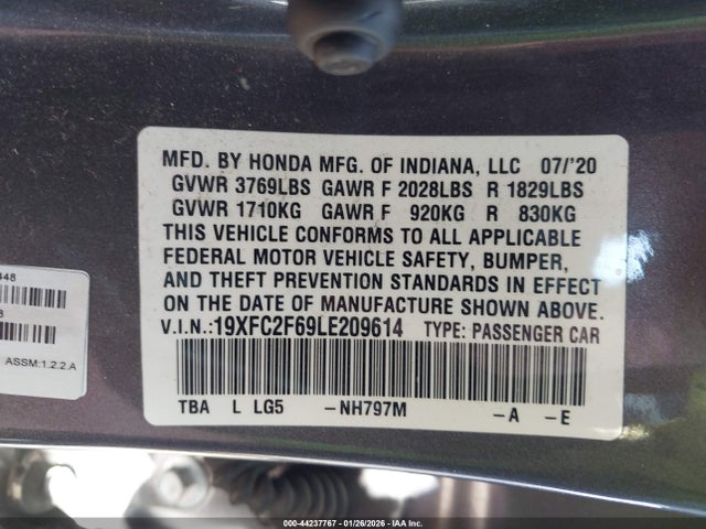2020 HONDA CIVIC 19XFC2F69LE209614 Photo 8