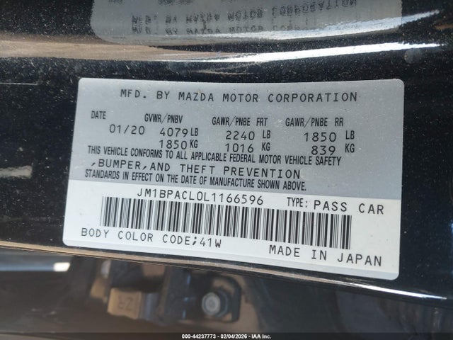 Aukcja sprzedaży 2020 Mazda Mazda3 Select Package, vin: JM1BPACL0L1166596, numer aukcji: 44237773