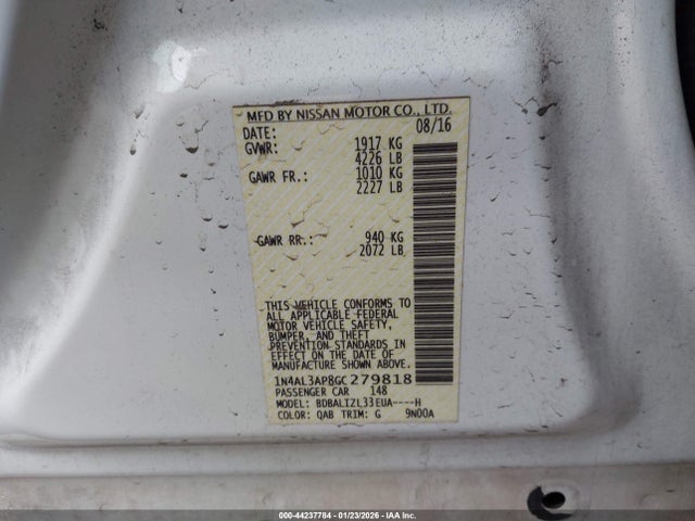 1N4AL3AP8GC279818 Nissan Altima 2.5 Sv