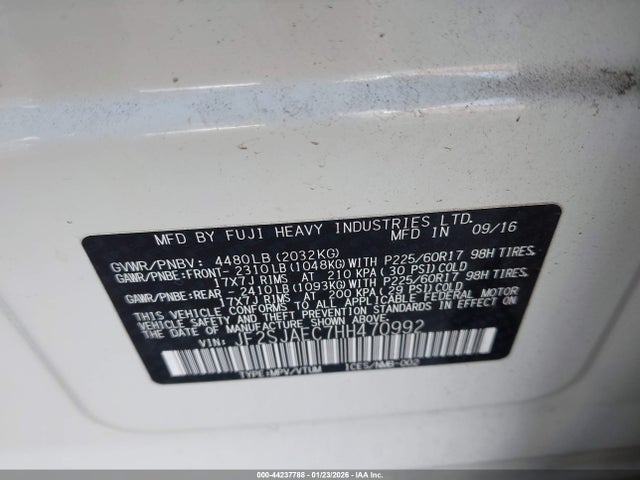 Subaru Forester 2.5i Premium 2017 JF2SJAEC7HH470992 Image 9