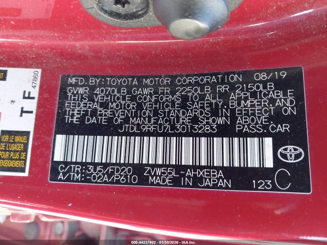 JTDL9RFU7L3013283 Toyota Prius Le Awd-e