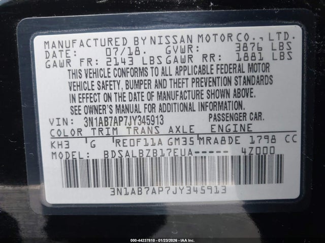 3N1AB7AP7JY345913 Nissan SENTRA S