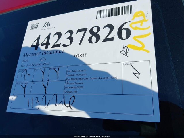 3KPF24AD1KE108912 KIA Forte Lxs
