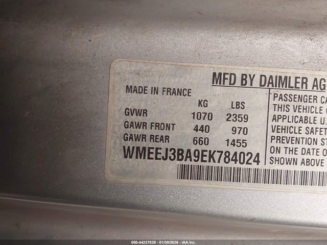 WMEEJ3BA9EK784024 Smart Fortwo Pure