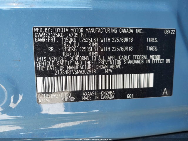 2T3S1RFV5NW302948 Toyota Rav4 Trd Off Road