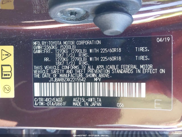 JTJBARBZXK2215542 Lexus NX 300