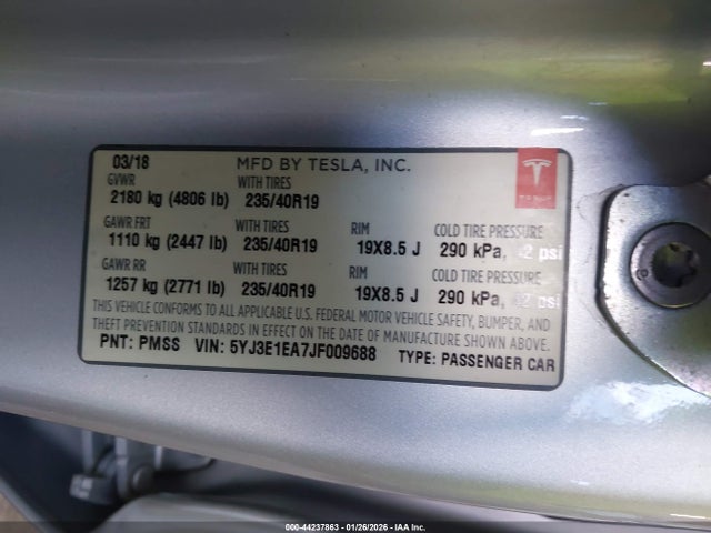 2018 TESLA MODEL 3 5YJ3E1EA7JF009688 Photo 8
