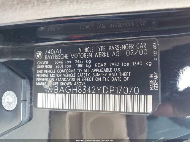 2000 BMW 740IL WBAGH8342YDP17070 Photo 8