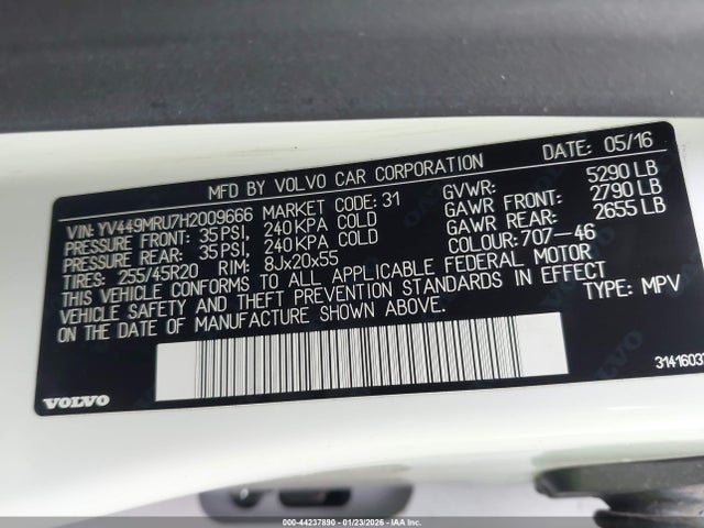 2017 VOLVO XC60 YV449MRU7H2009666 Photo 8