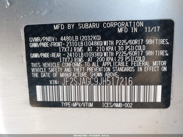 2018 SUBARU FORESTER JF2SJAGC9JH517216 Photo 8