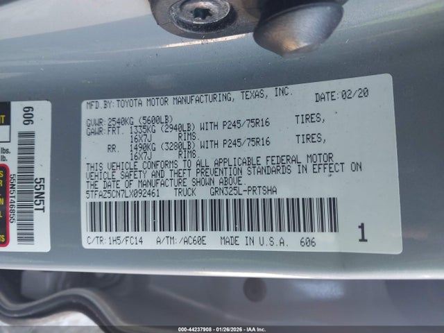 2020 TOYOTA TACOMA 5TFAZ5CN7LX092461 Photo 8