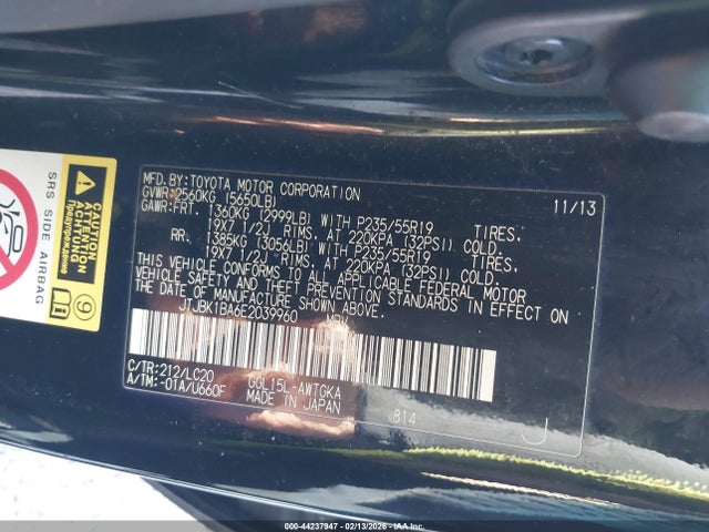 Aukcja sprzedaży 2014 Lexus Rx 350, vin: JTJBK1BA6E2039960, numer aukcji: 44237947