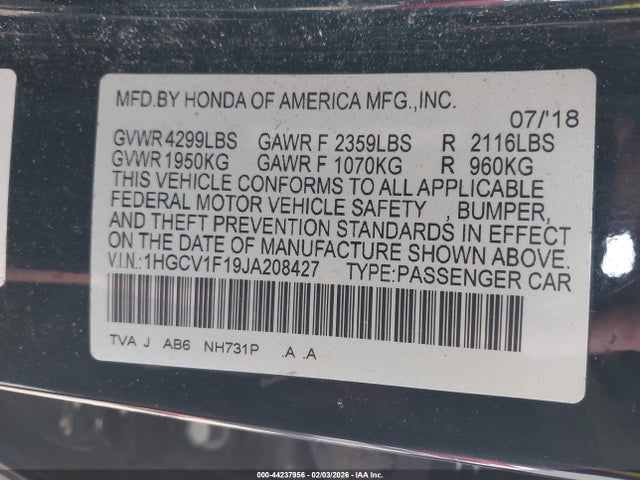 1HGCV1F19JA208427 Honda ACCORD LX
