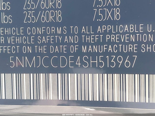5NMJCCDE4SH513967 Hyundai Tucson Sel Convenience
