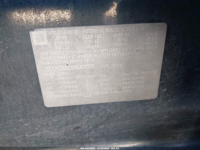 3GCPCREC0HG421785 Chevrolet Silverado 1500 1lt
