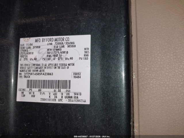 2005 FORD F-150 1FTPW14585FA23863 Photo 8