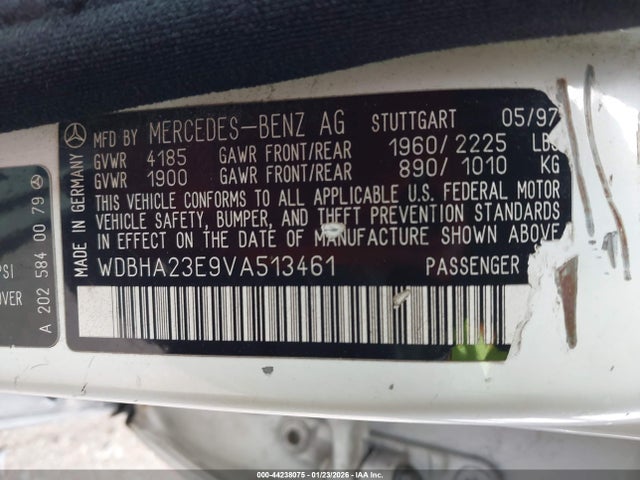 44238075 :رقم المزاد ، WDBHA23E9VA513461 vin ، 1997 Mercedes-benz C 230 مزاد بيع