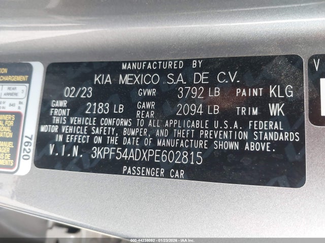3KPF54ADXPE602815 KIA Forte Gt-line